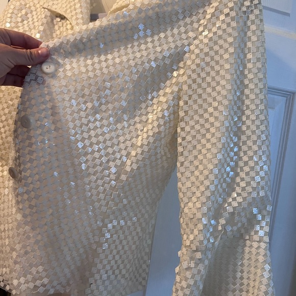 Armani Collezioni Vintage Italian Sequin white jacket - Picture 3 of 5